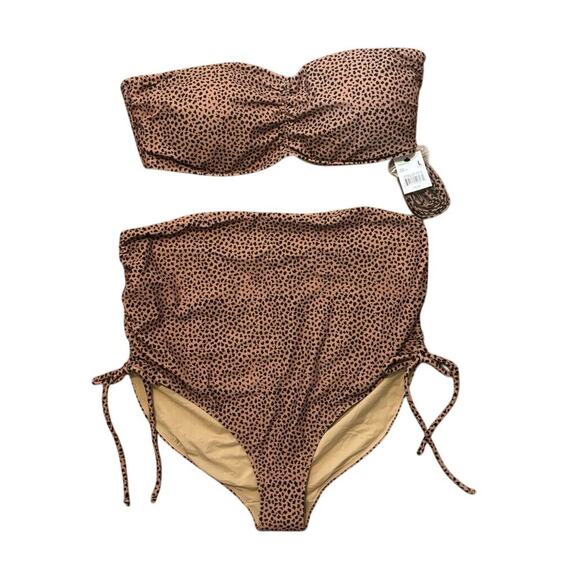 NWT A Pea In The Pod Maternity Cheetah Convertible Two Piece Swimsuit Size L - Picture 1 of 7